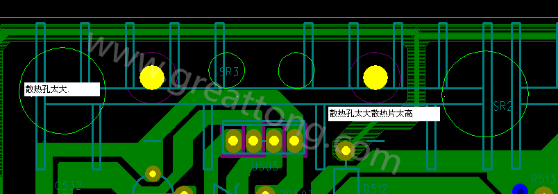 PCB設計中，散熱孔散熱片設計不當，造成很多電源板斷裂