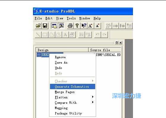 4．右鍵點擊 Serial.EDF 文件，選擇 Generate Schamatics：