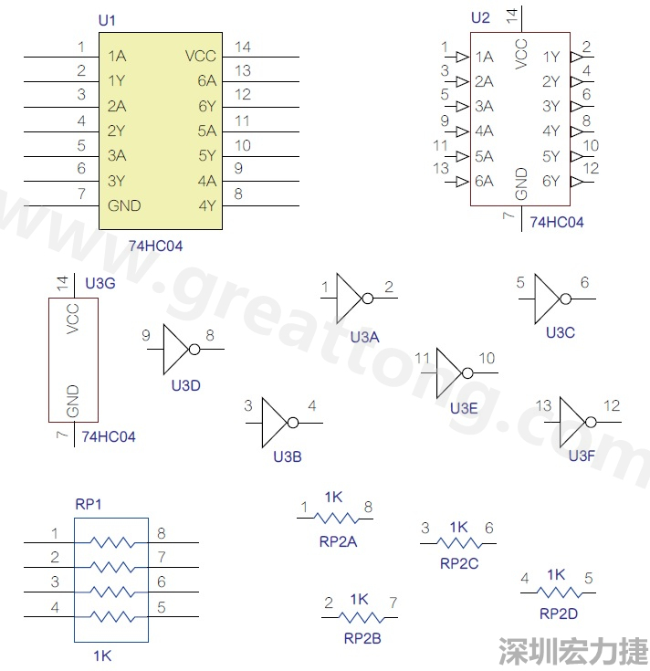 圖1 半導體元件供應商所畫的電路圖符號是模擬元件的接腳圖，而非訊號流程。
