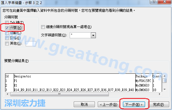 新增一個新的Excel文檔，[資料]匯入[從文字檔]，然后選擇剛產生的BOM (.csv)檔案，并以"分號"作為分隔符號。