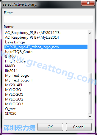 若要存到另外一個library 里， 要點選在File->Current library 重新再選擇Active Library， 就可以點選 File->Save Module in Acitve library 